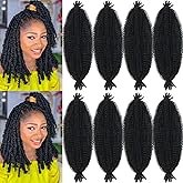 Marley Twist Braiding Hair 18 Inch Kinky Twist Hair 8 Packs Springy Afro Twist Hair Kinky Marley Braiding Hair for Pre-fluffe