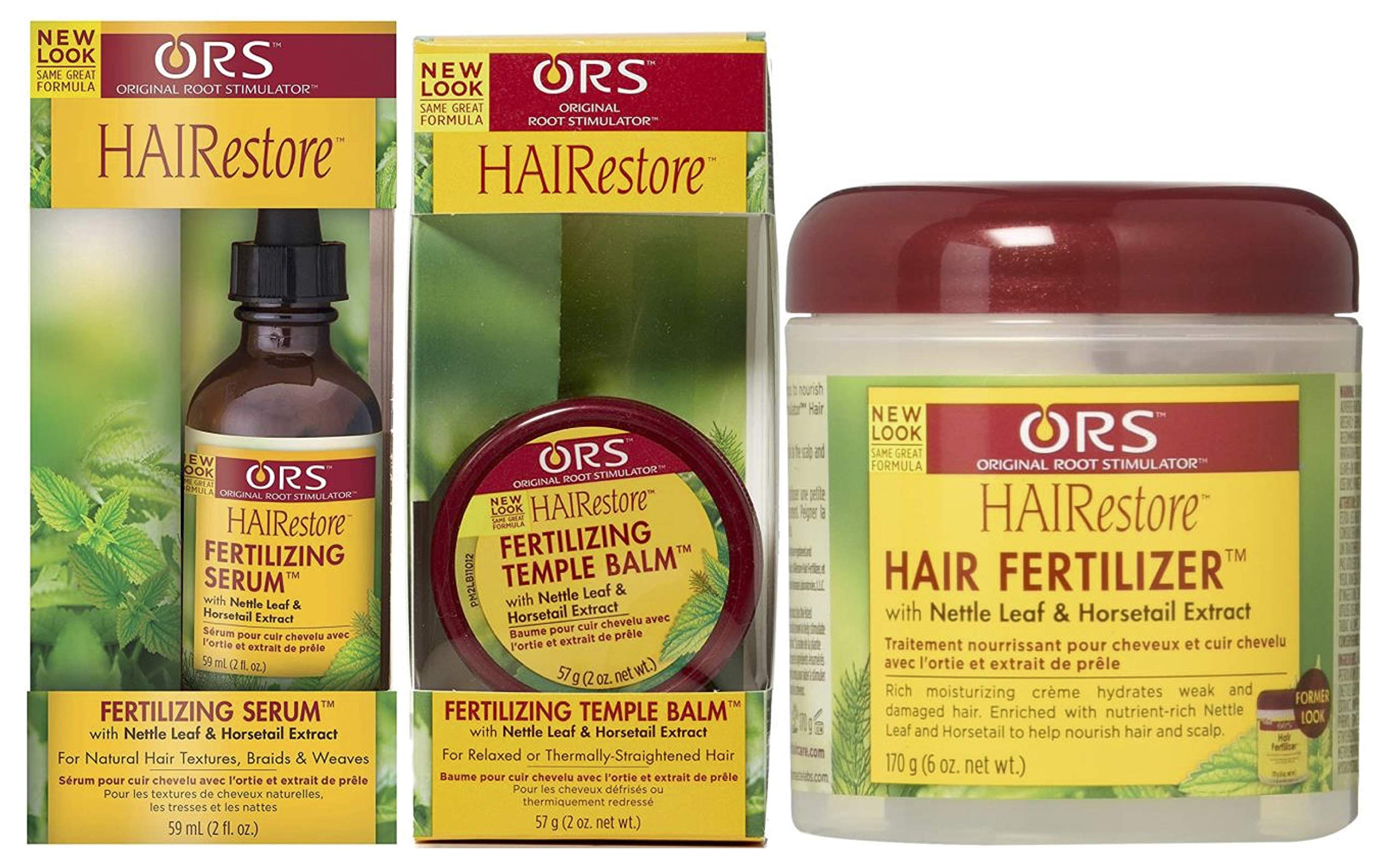 ORS HAIRestore Fertilizing Serum 59ml, Fertilizing Temple Balm 57g & Hair Fertilizer 170g (Set of 3)