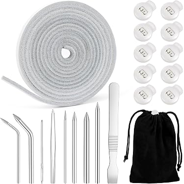 TOFL Baseball Glove Lace Repair Kit with 6 Leather Laces and Lacing Needle Red