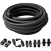 EVIL ENERGY 6AN Fuel Line Kit, Transmission Cooler Line Kit for 4L60E 4L65E, AN6 Nylon Braided Fuel Line Hose Fitting Kit CPE 15FT