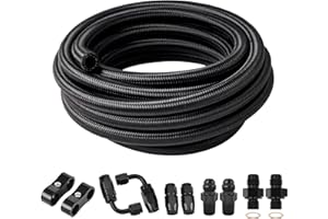 EVIL ENERGY 6AN Fuel Line Kit, Transmission Cooler Line Kit for 4L60E 4L65E, AN6 Nylon Braided Fuel Line Hose Fitting Kit CPE 15FT