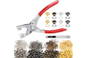 AUVOAU Grommet Eyelet Pliers Kit 1/4 Inch 6mm with Eyelet Hole Punch and 400 Metal Eyelets with Washers,Portable Grommet Hand Press kit for Leather,Belt,Shoes,Fabric,Cloths