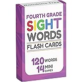 Sight Words Flash Cards 4th Grade - 120 High Frequency Words from Dolch's and Fry's Lists for 9-10 Years