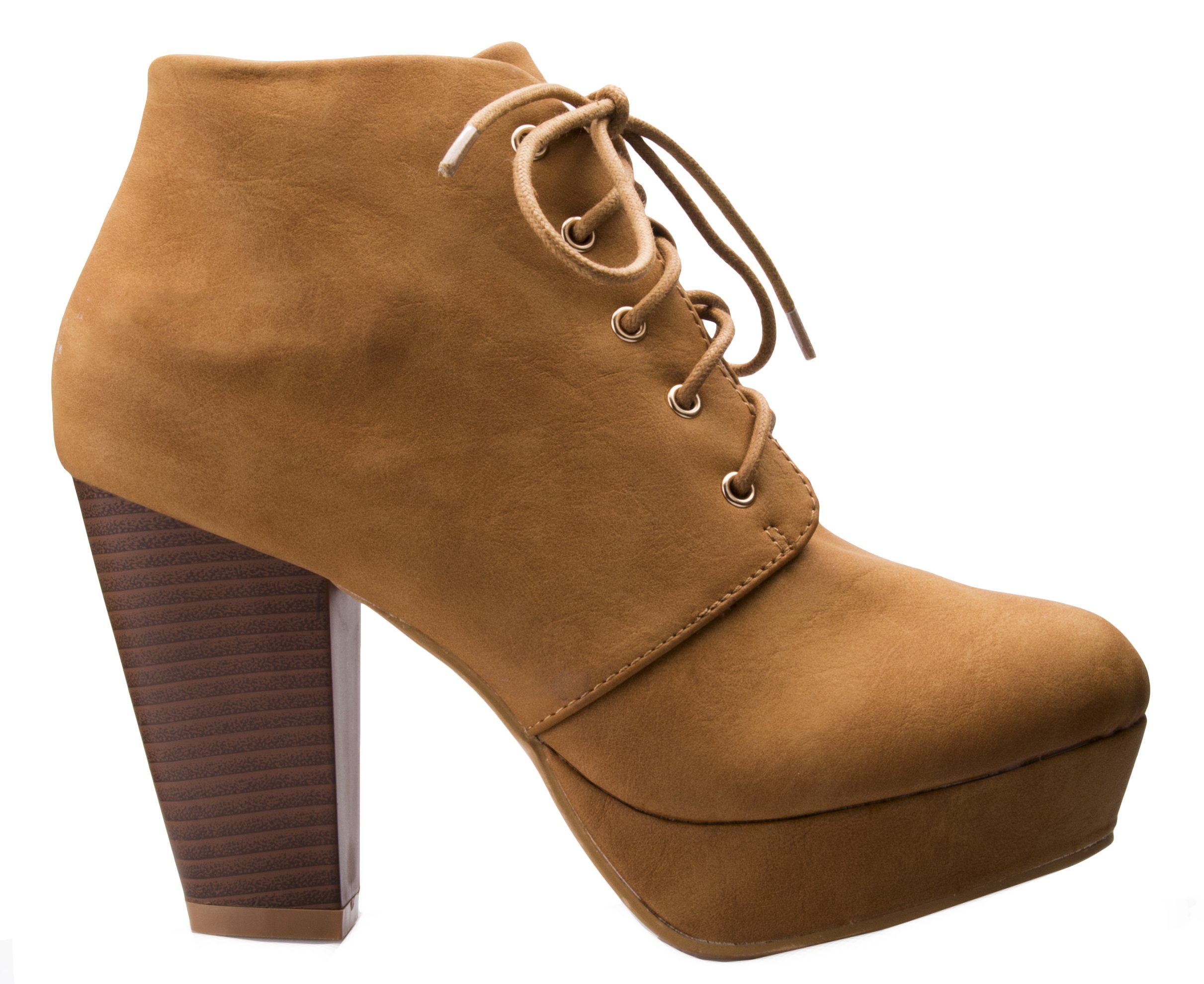 Olivia K Women's Lace up Platform Stacked Chunky Heel Bootie - Image 3