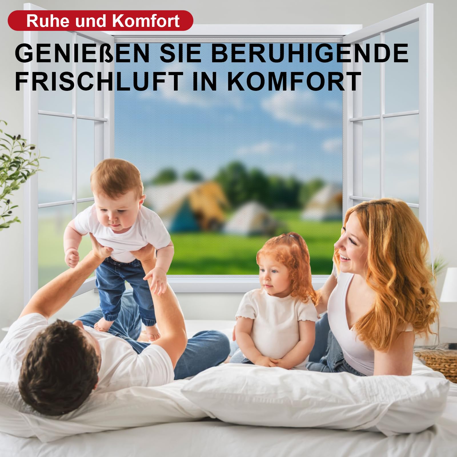 ZUIYIN Fliegengitter für Fenster 150 x 180cm Ohne Bohren Zuschneidbar Insektenschutz Fenster mit Starker Klettband Fliegennetz & Mückennetz für Fenster 5