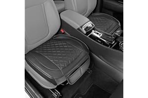 Motor Trend Car Seat Cushion, 2 Pack - Diamond Stitched Faux Leather Seat Covers for Cars Trucks SUV, Black Padded Car Seat Covers with Storage Pockets, Premium Automotive Seat Covers for Front Seats
