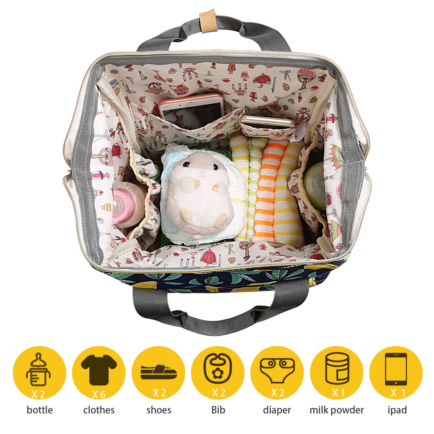 Diaper Bag Backpack, Cinsey Multi-Function Waterproof Travel Baby Bags with Insulated Pockets, Large Capacity, Stylish and Durable for Fashion Mom and Dad