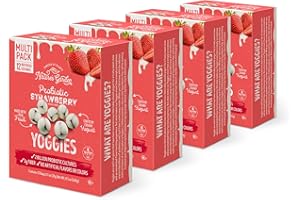 Nature's Garden Probiotic Strawberry Yoggies 12 x 0.7oz (Pack of 4) Yogurt-covered Fruit Snack in Carton, Yoggie Fruit Bites, High Fiber, Better-For-You Snacks Variety Pack For Adults, Gluten Free, Non GMO, No Artificial Flavors or Colors