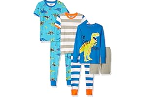 Amazon Essentials Babies, Toddlers, and Boys' Snug-fit Cotton Pajamas Sleepwear Sets (Previously Spotted Zebra), Multipacks