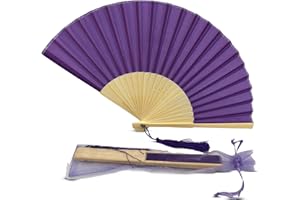 FANSOF.FANS Fabric Handheld Folding Hand Fan With a Tassel Grade A Bamboo Ribs for Women Girls Summer Party Event Favor Birthday Wedding Souvenir Gift (Dark Royal Purple)