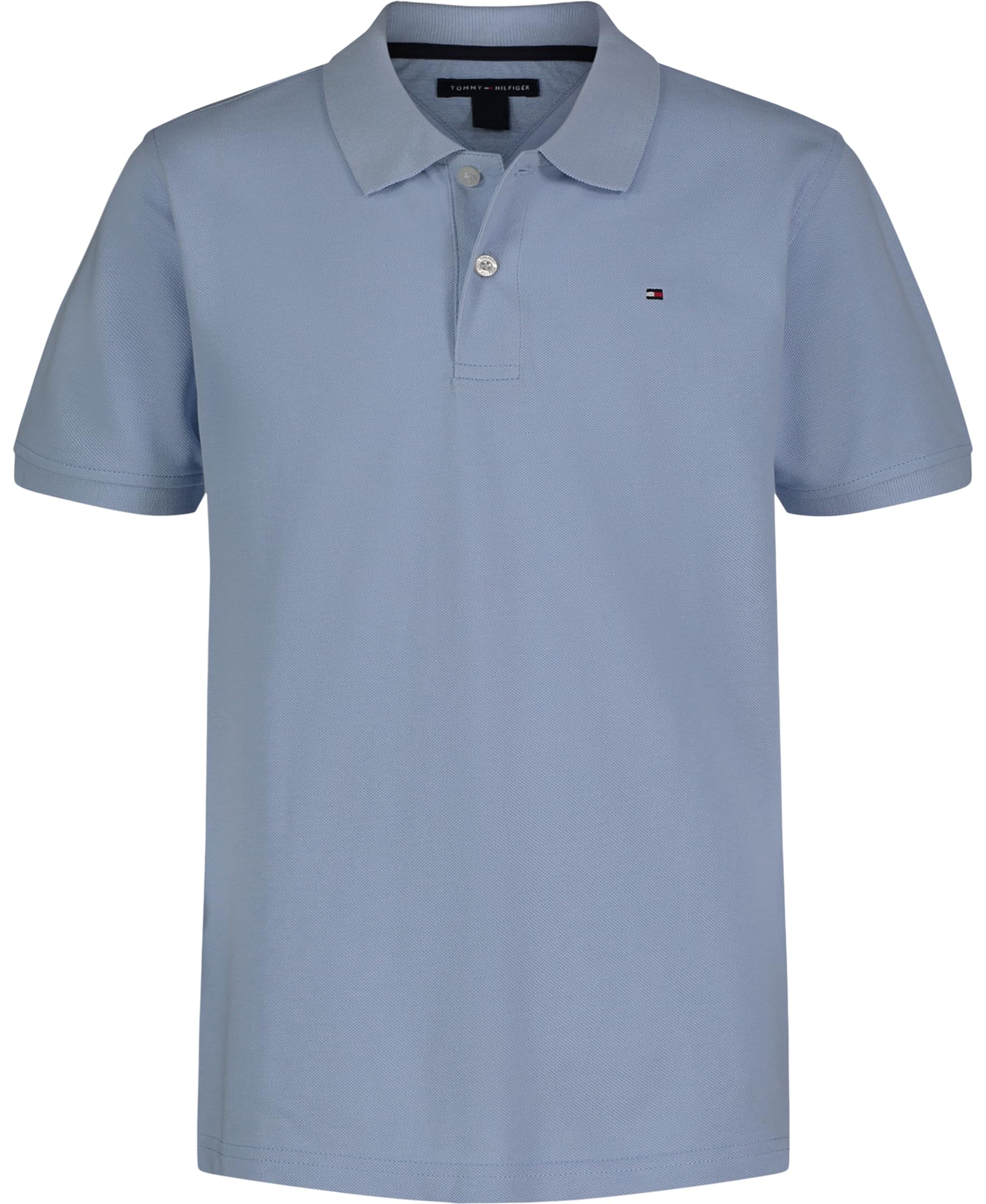 Photo 1 of **MINOR DAMAGE**SEE RECENT PHOTO**
Tommy Hilfiger Boys' Short Sleeve Pique Ivy Polo Shirt, Button Closure, Soft & Comfortable, Chambray Blue, 14-16