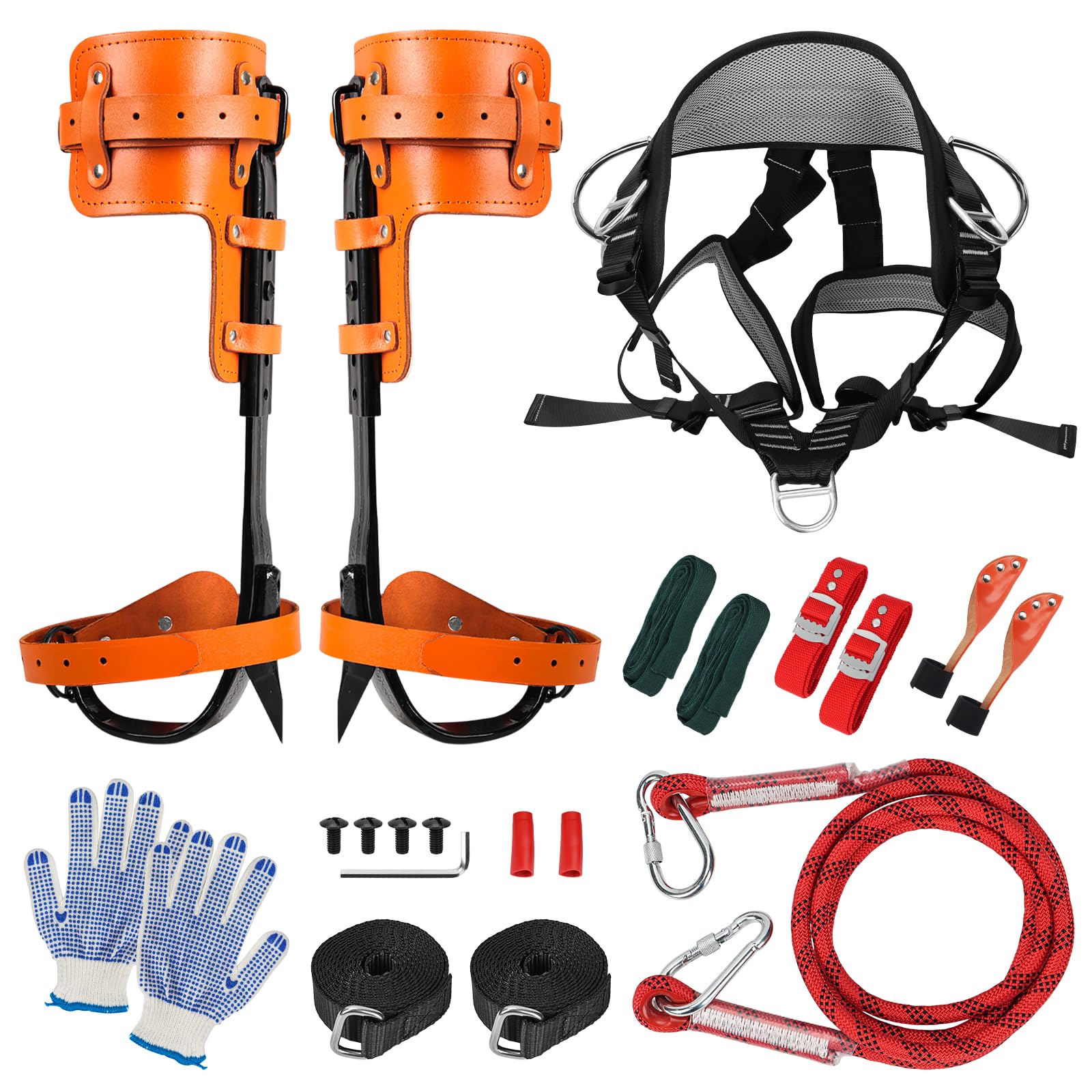 Photo 1 of Kytree Tree Climbing Spikes Set, Tree Climbing Gear with Adjustable, 350lbs Load Capacity Arborist Equipment for Climbers, Hunting, Fruit Picking