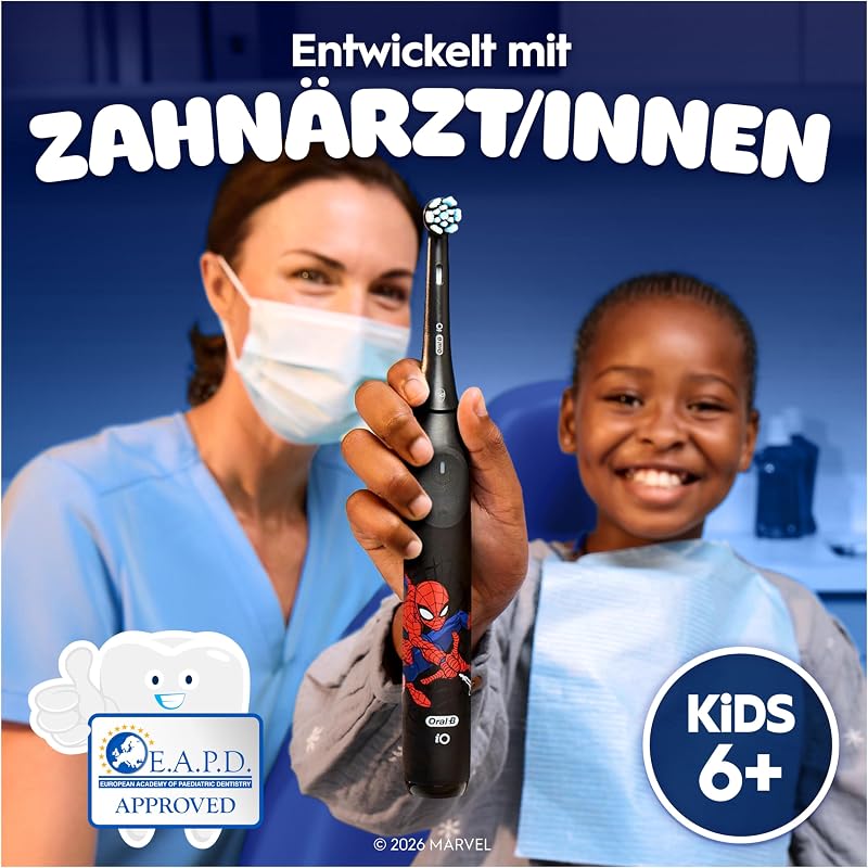 iO Kids 6+ Marvel Spiderman Elektrische Zahnbürste Kinder, Schwarz