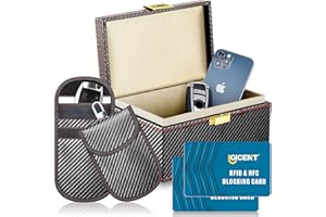 GICENT CAR Anti Theft Faraday Box with 2 Pouches for Car Key Fob and 2 Pcs RFID Blocking Cards,RFID Blocker Box Fits For 7-10 Key Fobs and Cell Phones, Keyless Entry Car Key Safe Protector Cover