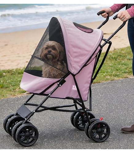 Pet Stroller for Small/Medium Dogs Cats up to 22 lbs, 4 Wheels, Foldable, Detachable Bag, Storage Basket, 3 in 1 (Black) : Pet Supplies