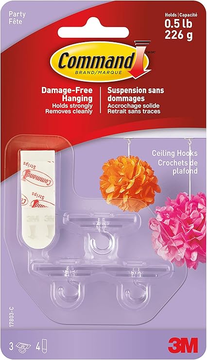 Amazon Com Command Party Ceiling Hooks 3 Hooks 17803 Es Home
