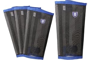 Harrison Howard Loose-Fitting Horse Fly Leggins Breathable, Tear-Resistant Fine Mesh Leg Guards Stay-on Comfortable Fly Boots (Set of 4) Signature Blue Small