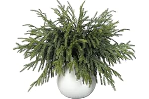 FOTEEWL 16 Pcs Real Touch Norfolk Pine Branch -18" Artificial Christmas Green Plants Branches Faux Greenery Stem Fake Cedar Pine Picks for Vase DIY Crafts Garland Wreath Xmas Indoor Outdoor Home Decor