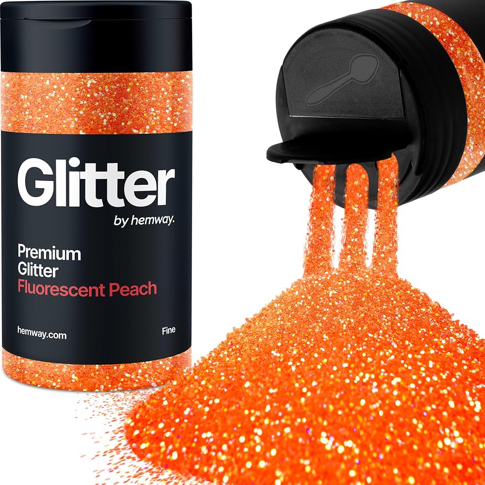 Hemway Fluorescent Peach Orange Glitter Shaker 130g Fine Pigment