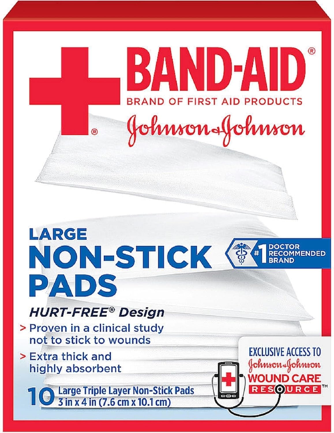 BAND-AID First Aid Non-Stick Pads, Large, 3 in x 4 in, 10 ea (Pack of 3): Health & Personal Care
