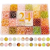 XSEINO About 1200+ pcs 6mm Glass Beads Bracelet Making Kit, 24 Assorted Yellow Bi-Color Fusion Series Crystal Beads for Jewelry Making, DIY Crafts, Friendship Bracelets