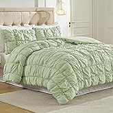 Amélie Home Sage Green Bubble Comforter Set Twin, 2 Pieces Ultra Soft Cozy Bedding Set for All Seasons, Farmhouse Luxury Gift for Women Home Decor