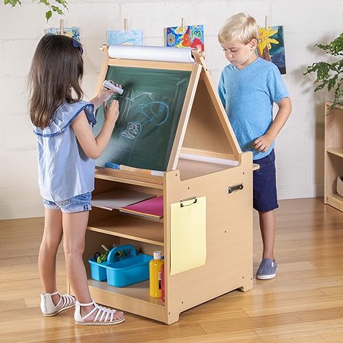 Guidecraft Desk to Easel Art Cart Folding Art Easel for Kids