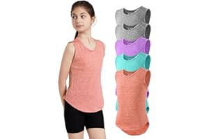 Mexholin 6/5 Pack Girls Tank Tops Quick Dry Sleeveless Girls Athletic Tank Tops for Yoga Running Dance Workout