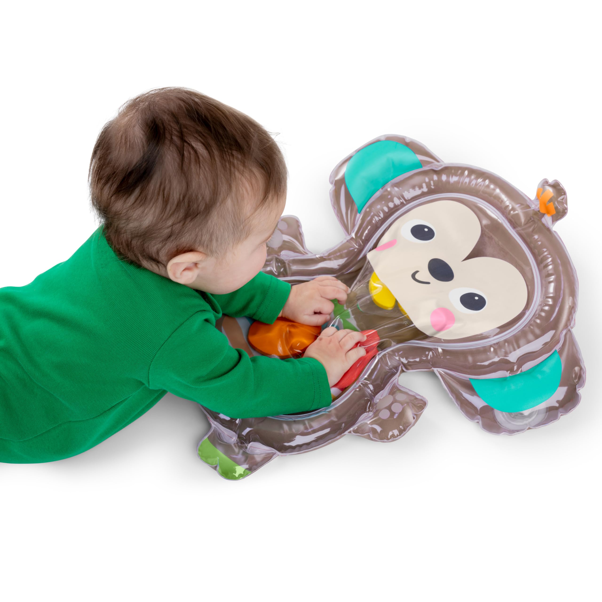 Bright Starts Hungry Monkey Water Mat, Baby Play Mat, Inflatable Sensory Toy for Infants Age 0-6 Months