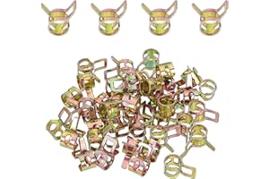 PATIKIL Spring Band Hose Clamps, 40 Pcs for 6.5-7.1mm OD 0.2"(6mm) ID Manganese Steel Spring Clip Pipe for Fuel Line Silicone