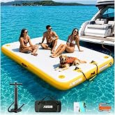 AWSUM Inflatable Floating Dock for Water Activities, 6ft-15ft Island Raft | With Non-Slip Surface, Load Capacity 450&ndash;2000 lbs, Water Platform for Pool, Lake, Pond, Beach, River &amp; Ocean Activities