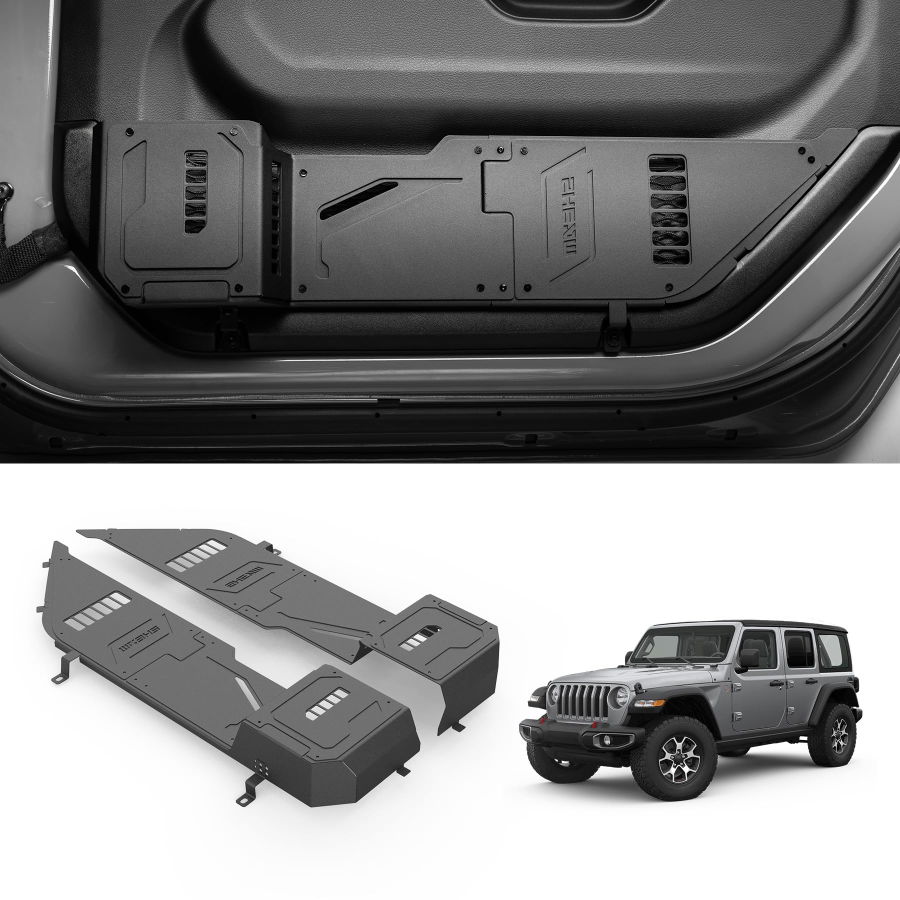 Photo 1 of SHEAM Metal Front Door Pocket Storage Box with Cup Holder Compatible with 2018-2025 Jeep Wrangler JL 2/4 Door 4XE Gladiator JT, Car Side Insert Organizer Box Interior Accessories - 2PCS