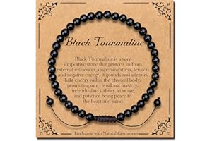 BONNY BOXX Braided Genuine 4mm Black Tourmaline - Stone of Protection - Bracelet, Elegant Handcrafted Natural Gemstone Crystal Bracelet Healing Power Energy Inspirational Gifts with Card for Unisex