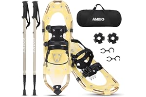 AMBIO 3 in 1 Snowshoes for Men Women Youth Kids, Light Weight Aluminum Snow Shoes with Trekking Poles and Carrying Tote Bag