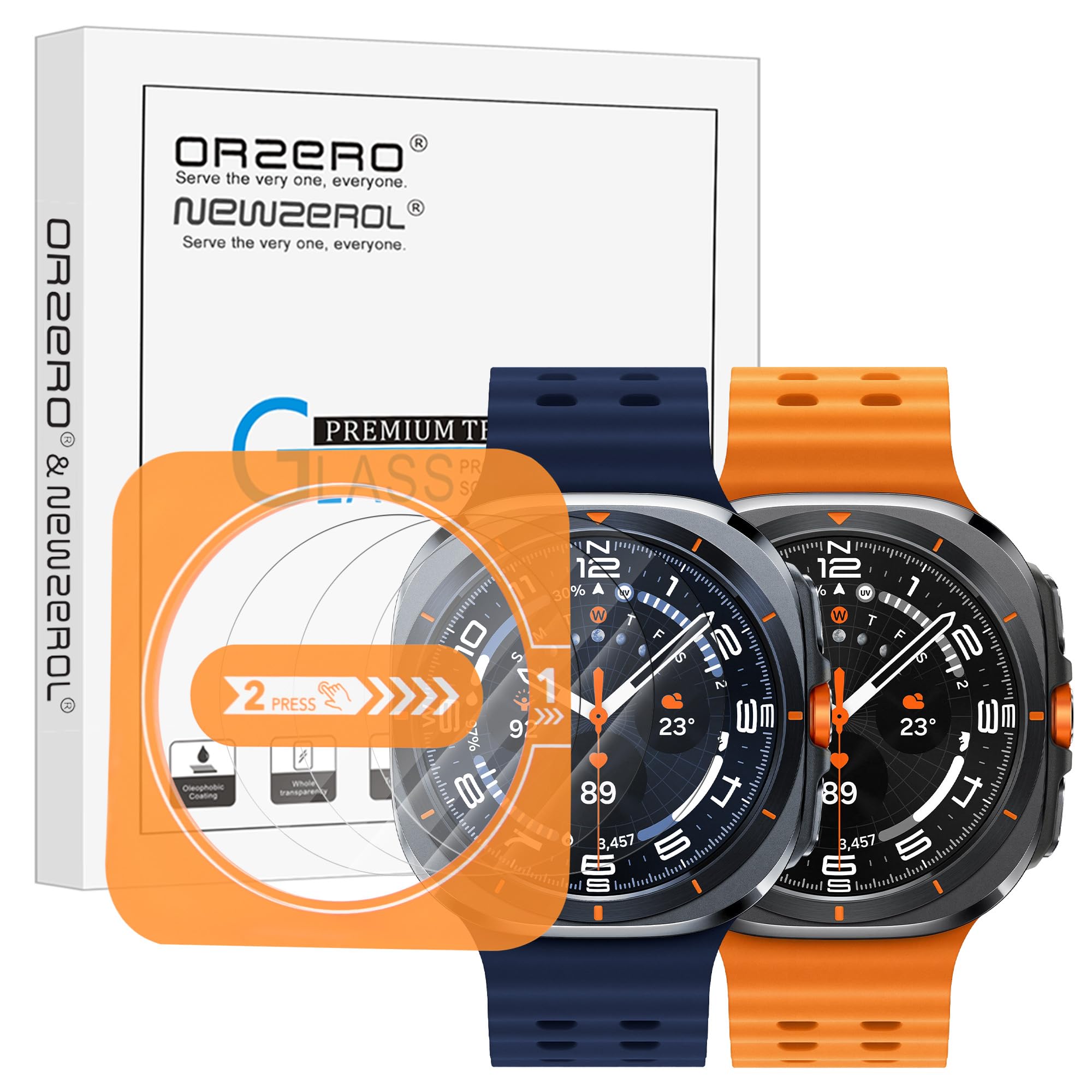 Photo 1 of (3 Pack) Orzero Tempered Glass Watch Screen Protector for Samsung Galaxy Watch 8 Ultra 2025/Samsung Galaxy Watch Ultra 2024 47mm, Protector De Pantalla with Auto Alignment Tool 9 Hardness High Definition Anti-Scratch Bubble Free