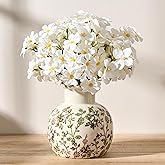 SIDUCAL Ceramic Green and Beige Antique Vase, 5.91 Inch Retro Ice Cracked Chinoiserie Floral Vase, Rustic Farmhouse Vases for Home Decor, Bookshelf, Office, Garden, Chinoiserie Decor, Tuscan Decor