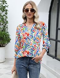 LOMON Women's 2025 Fashion Tops 3/4 Length Sleeve