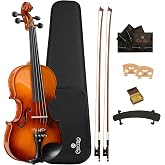 Cecilio 4/4 Left Handed Acoustic Violin, Solid Spruce Maple Set with Case