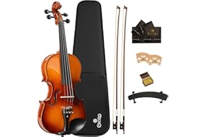 Cecilio 4/4 Full-Size Left-Handed Violin, Solid Spruce Top & Maple Body Professional Fiddle Set Includes Hard Case, 2 Bows, Rosin, Bridges & Extra Strings