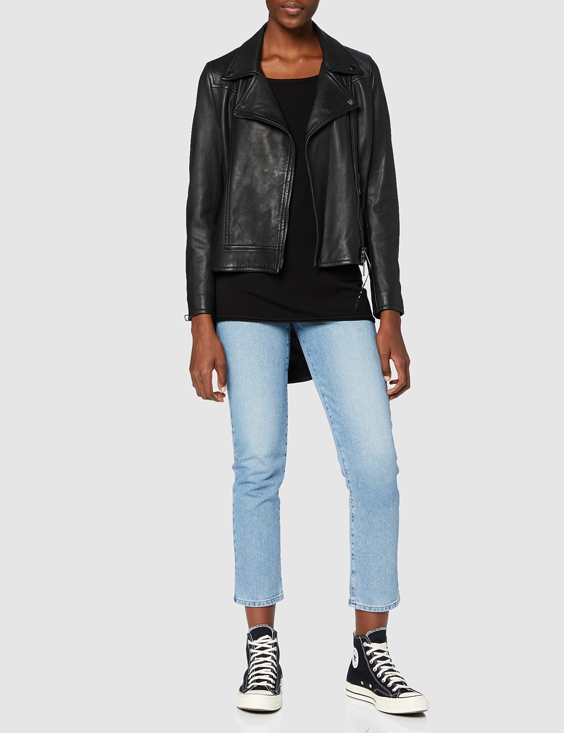 ONLY Damen Langer Feinstrick Pullover | Langarm Rundhals Knit Sweater | Stretch Jumper Locker ONLMILA, Farben:Schwarz, Größe:XL