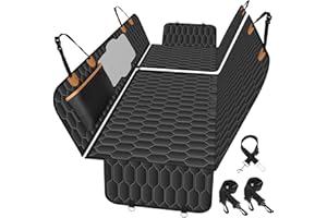 NECKORY Dog Back Seat Cover, Waterproof Scratch Proof Nonslip Dog Hammock for Car, Car Seat Cover for Back Seat with Sanitary Pad Mesh & Pocket for Cars SUVs and Trucks - S, Black/Orange