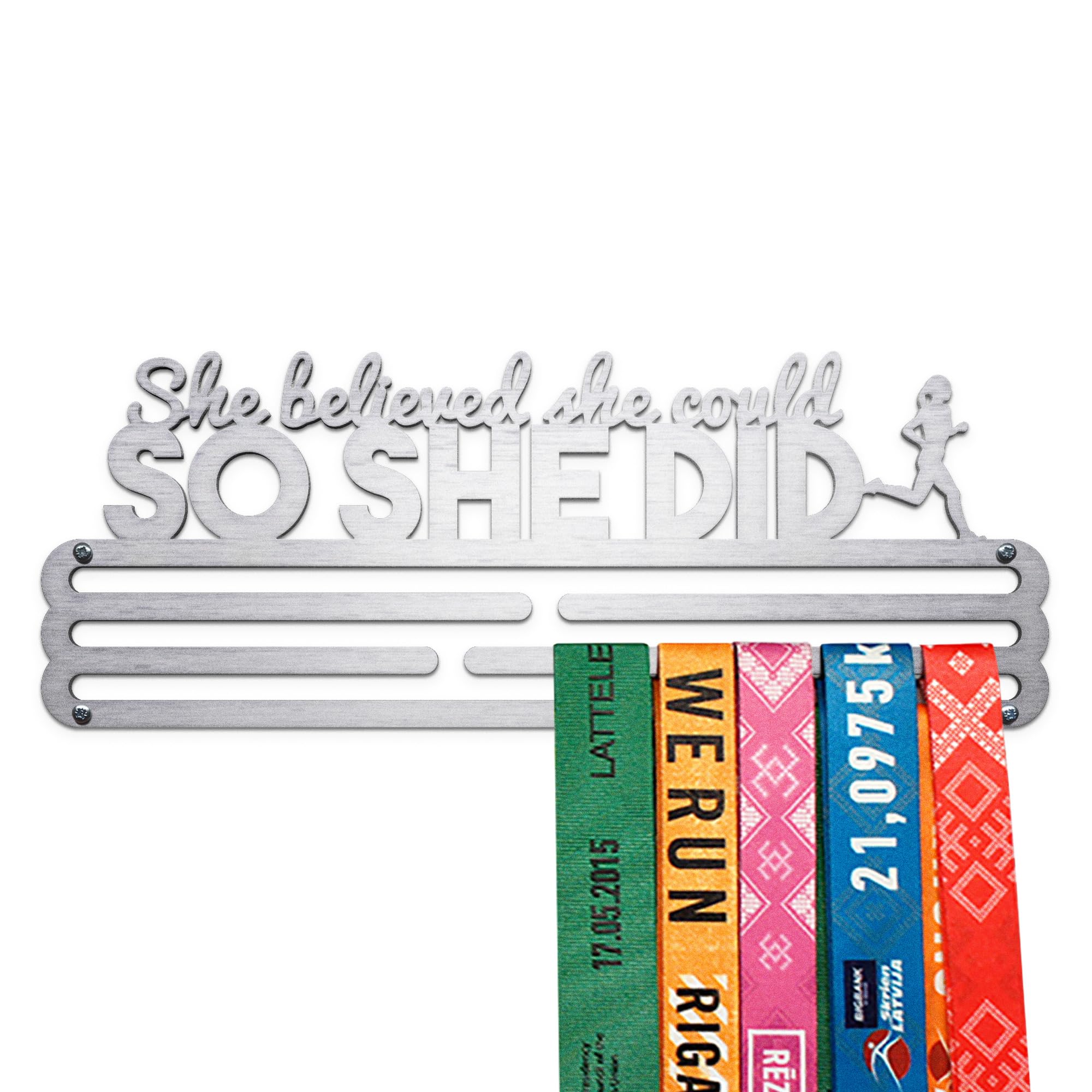 United Medals She Believed She Could So She Did Sport Medal Hanger Display | Stainless Steel Medal holder | Awards display rack for up to 30 medals
