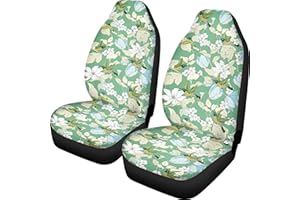 TOADDMOS Auto Front Seat Cover, Floral with Hummingbird Print Universal Car Seat Cover Protector, Fit Most Vehicle Decorative Seat Accesories, Green
