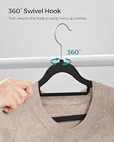 SONGMICS Velvet Hangers Set of 20 Non-Slip 360° Hook 0.6 cm Thick Black view 6
