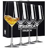 NORIMODA White Wine Glasses Set of 4, 14oz Lead-free Glassware With stem, Gift for Wine Lovers