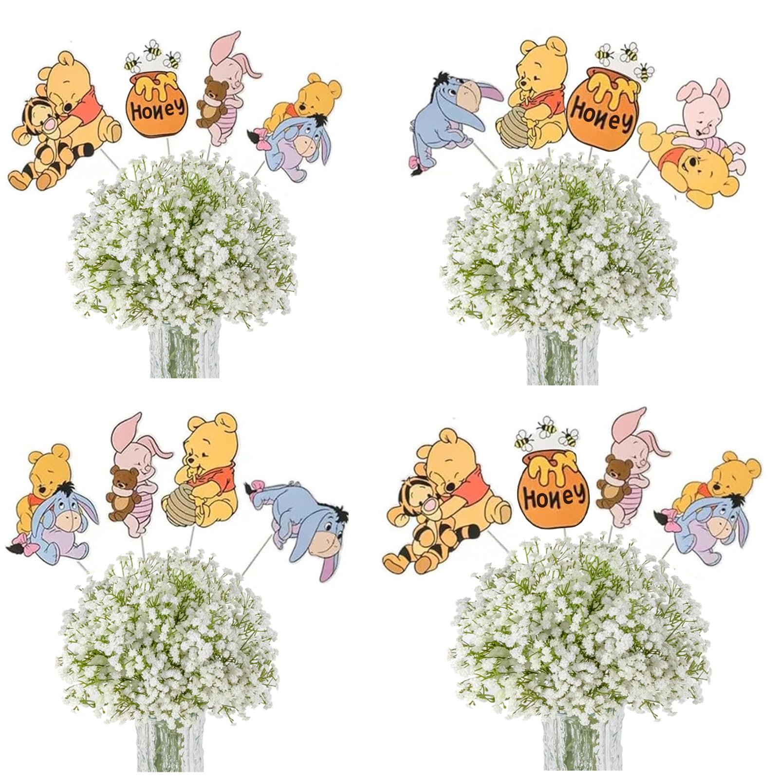 Photo 1 of 24 PCS Bear Party Decorations Centerpieces, Cute Table Toppers On Sticks Cutouts for Baby Shower Table Decorations Birthday Party Supplies