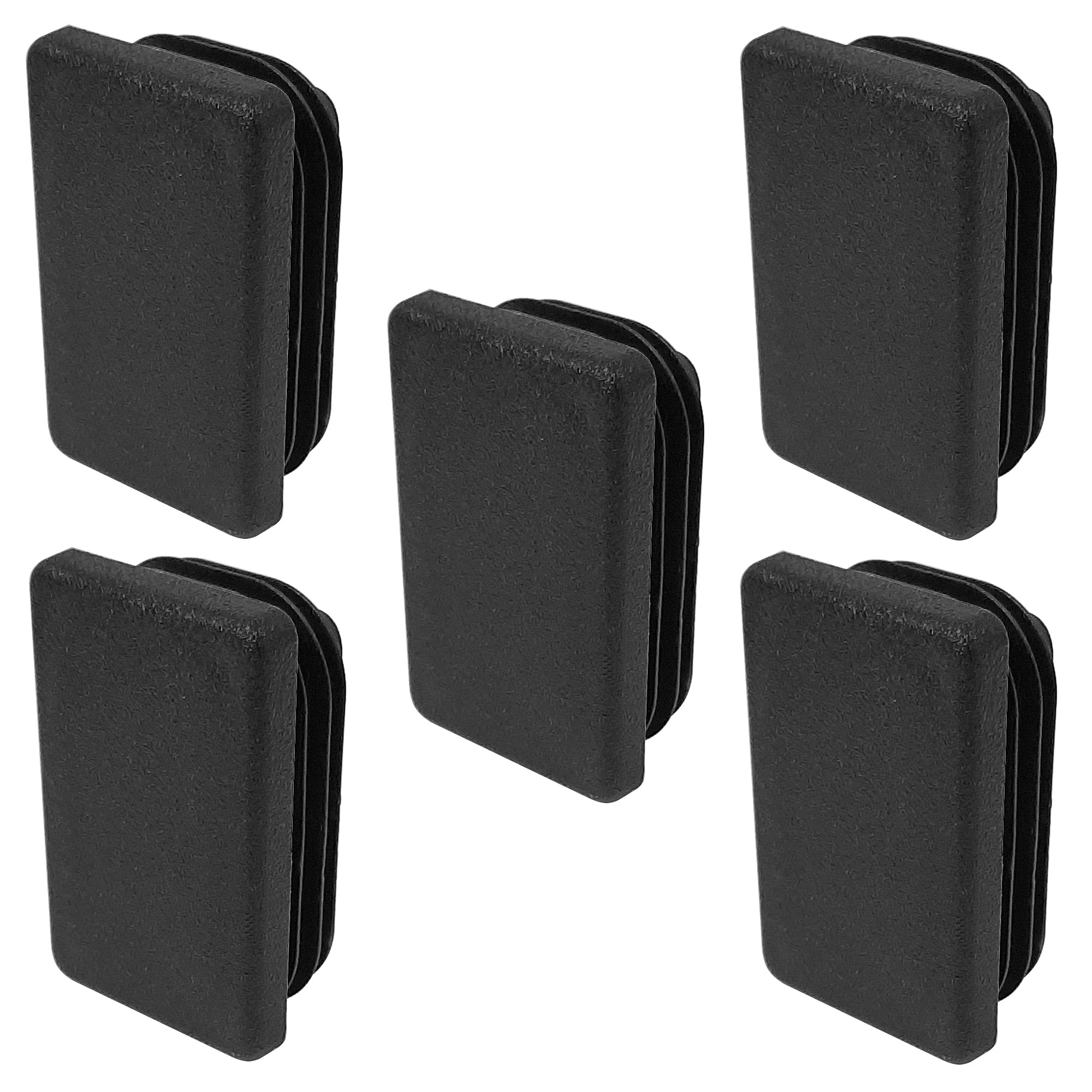 cyclingcolors 5 x Plastic Rectangular Pipe Plugs, Lamellar Plugs, Black Plugs, Pipes, Pipe Outer End Caps, Furniture Gliders, 45 x 25 mm