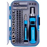MECHMAX 68-Piece Ratcheting Screwdriver Set with Bits &amp; Sockets | Precision tool kit with sockets &amp; compact injection storage case. Ideal for household DIY, furniture assembly &amp; repair