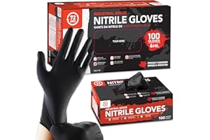72HRS Black Nitrile Gloves, Disposable Gloves-6mil, Rubber/Latex Free, Gants Jetables, Gants Nitrile, Chemical Resistant