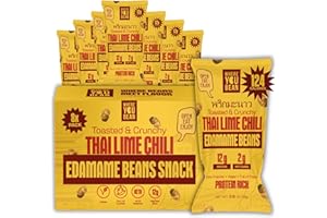 Where You Bean Edamame Beans Snack (Thai Lime Chili) - Crunchy and Dry Roasted Edamame Beans - High Protein Snacks, Keto and Vegan Healthy Snacks for Adults & Low Carb Asian Snack 0.9 oz (Pack of 8)